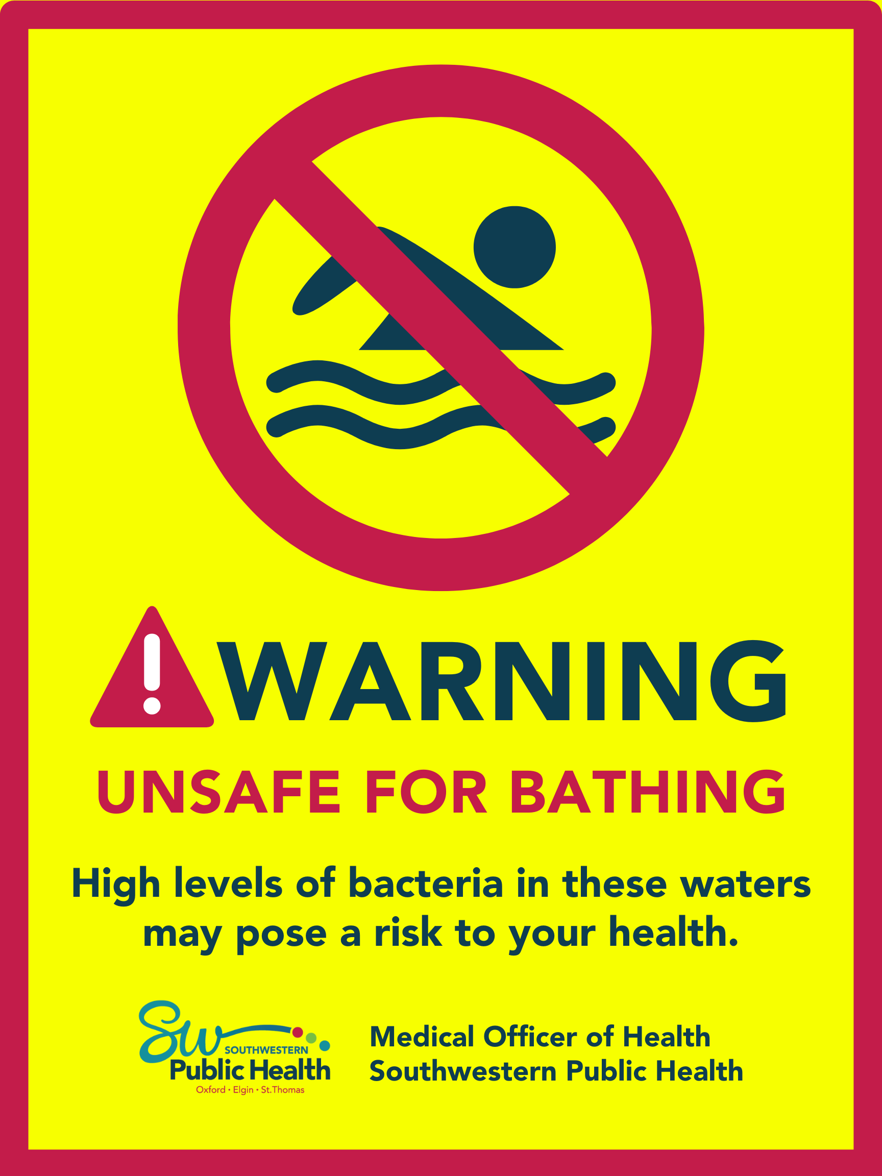 Picture of a SWPH Beach Warning Sign