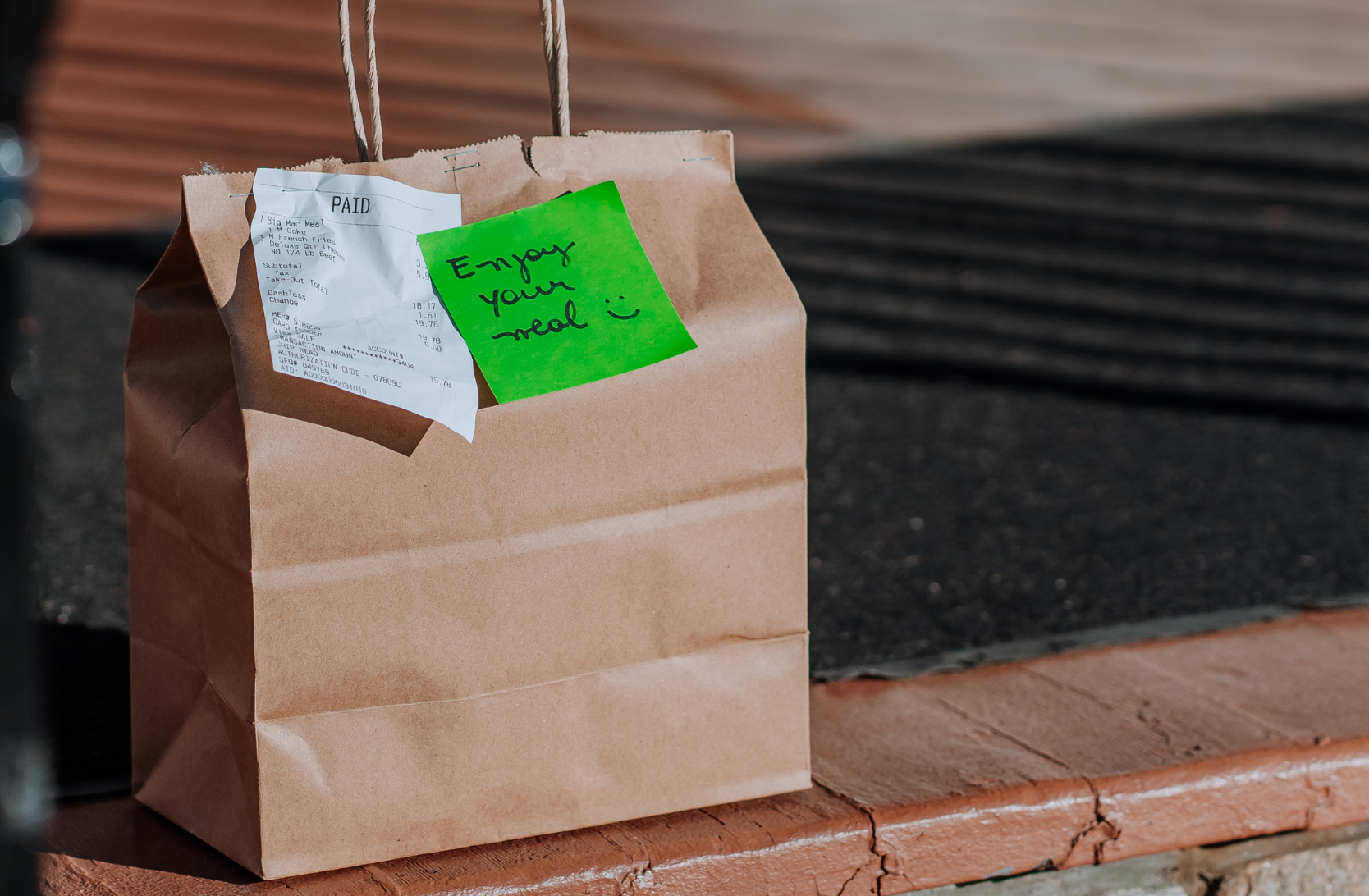 a bag of food delivery