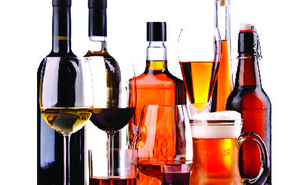 Various bottle of alcohol on white background