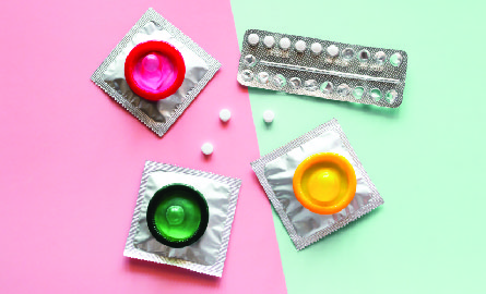 colourful condoms and birth control pills