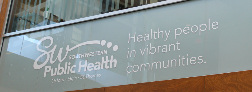 Healthy people vibrant communities written on a window